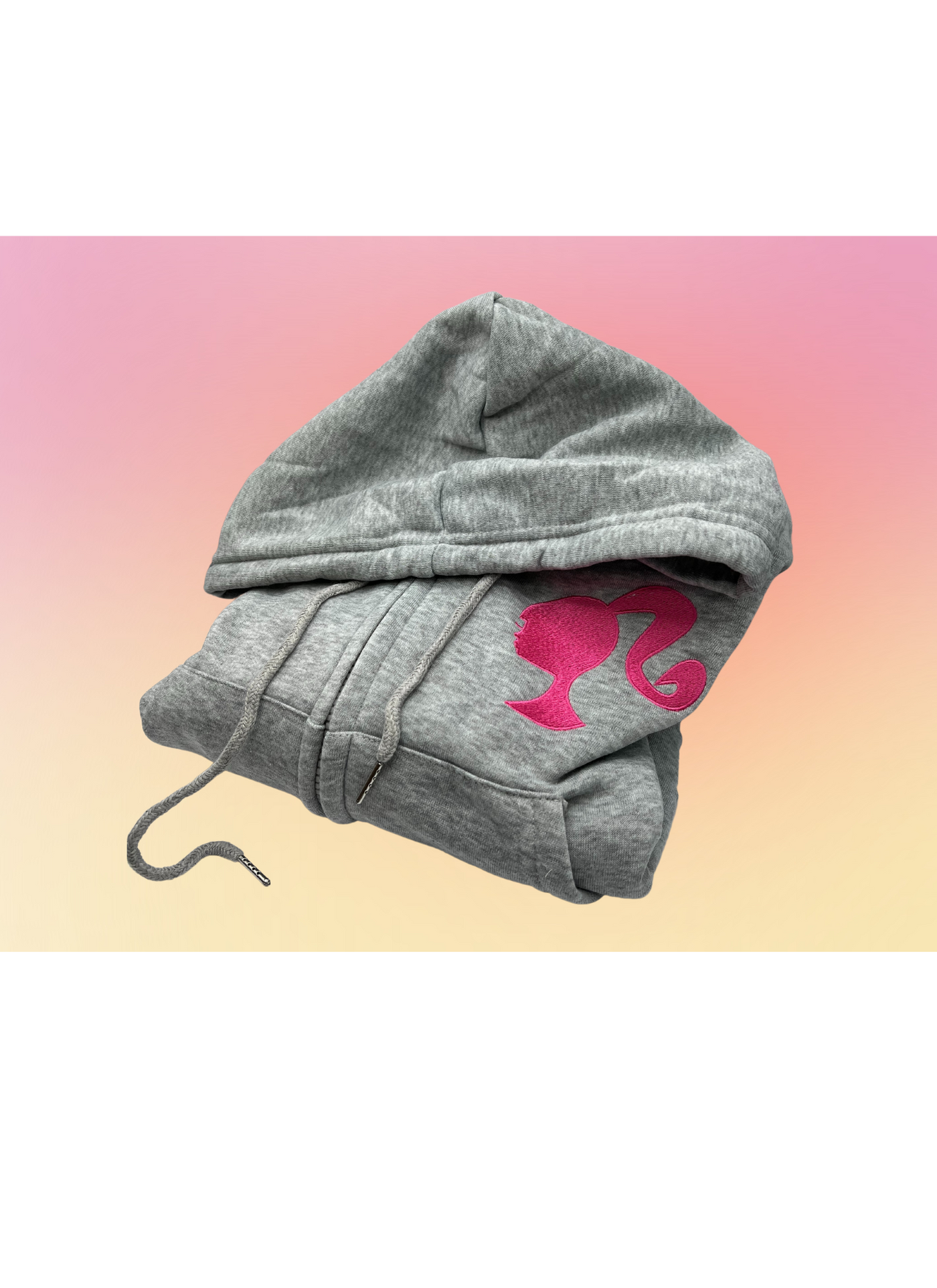 Pink and White decoration - Embroidered Hoodie with front Zipper