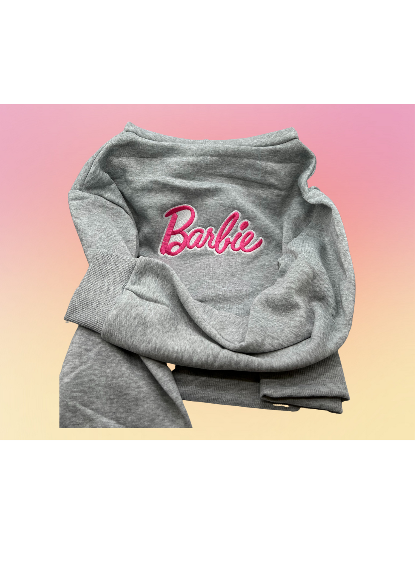 Pink and White decoration - Embroidered Hoodie with front Zipper