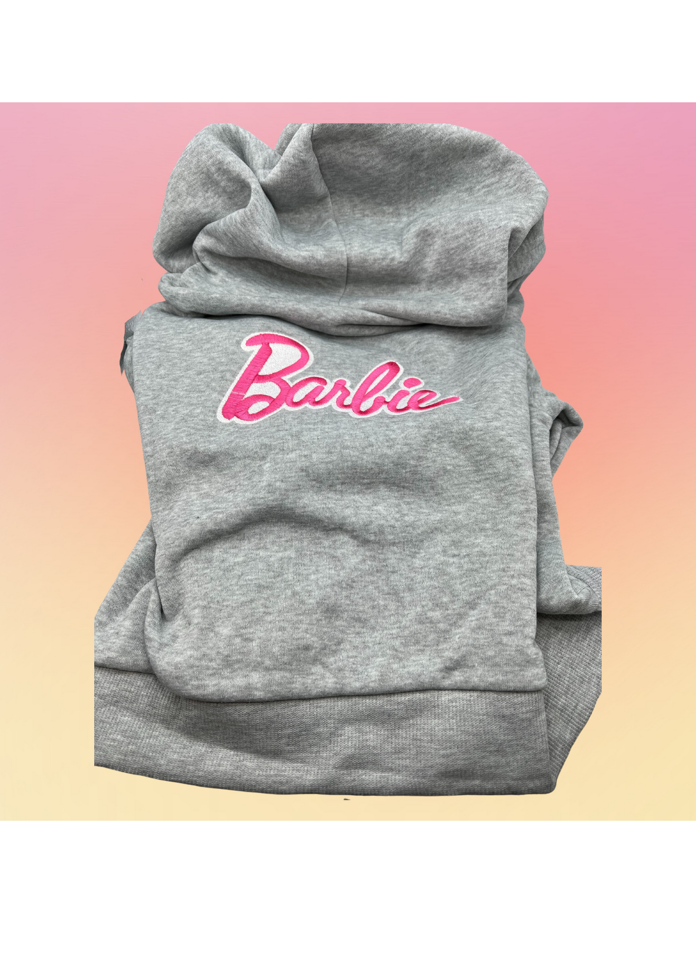 Pink and White decoration - Embroidered Hoodie with front Zipper